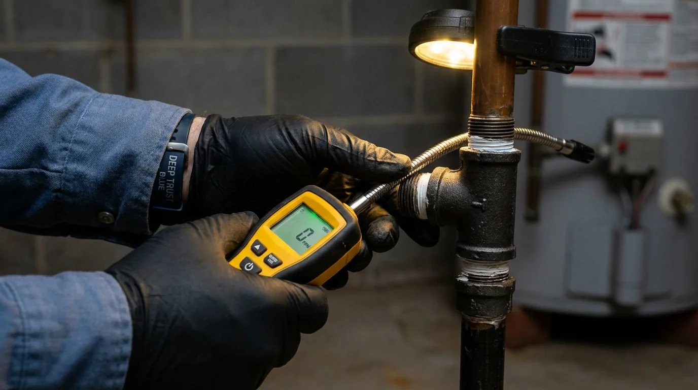 Gas leak detection with electronic sniffer by Johns Plumbing LLC in San Saba