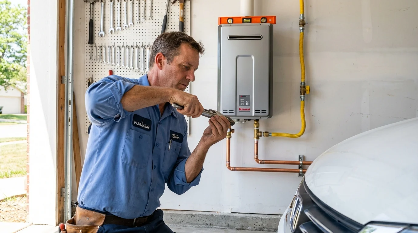 Tankless water heater installation by a Johns Plumbing LLC plumber in San Saba